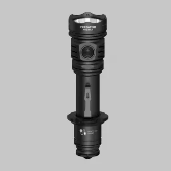 Armytek Predator PRO MAX taktinis žibintuvėlis 3000 liumenų, šiltai balta, 501 m spindulys, Cree XHP70.2, įkraunamas 21700, juoda