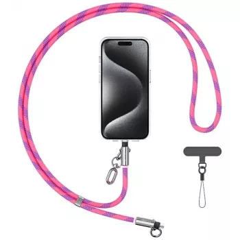 USAMS SJ746 30W USB-C į Lightning įkrovimo virvelė su dirželiu 1,2 m rožinė