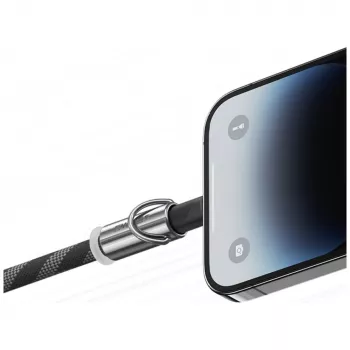USAMS SJ746 30W USB-C į Lightning įkrovimo virvelė su dirželiu 1,2 m rožinė