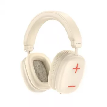 AWEI AT6 belaidės ausinės per ausį su Bluetooth ir mikrofonu, smėlio/off-white spalvos, sulankstomos, 40 mm tvarkyklės, USB-C, 12 h grojimo