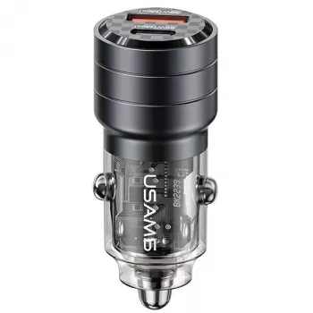 USAMS C36 95W greito įkrovimo automobilinis įkroviklis USB + USB-C juodas CC176CC01 (US-CC176)