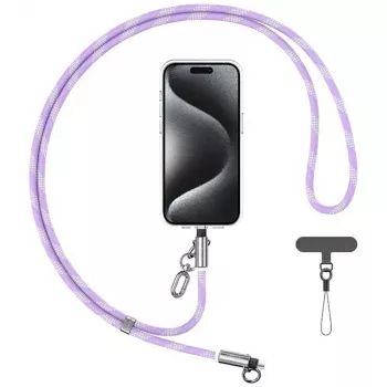 USAMS SJ746 30W USB-C į Lightning laidas su telefono dirželiu, 1,2 m, violetinė