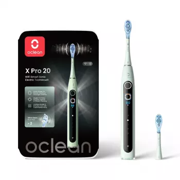 Oclean X Pro 20 išmanusis garsinis elektrinis dantų šepetėlis, mėtų žalios spalvos, Bluetooth, 42 000 VPM, su 1 šepetėlio galvute