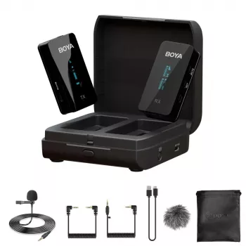 BOYA BY-XM6-K1 2,4GHz belaidė lavalier mikrofono sistema, skirta fotoaparatams ir išmaniesiems telefonams