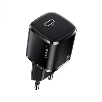 USAMS T36 Mini 20W USB-C PD sieninis įkroviklis juodas