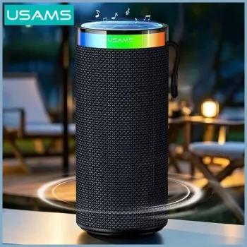 USAMS YX018 nešiojamas Bluetooth 5.4 garsiakalbis, juodas