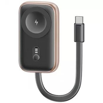 USAMS CD245 2-in-1 belaidis įkroviklis ir power bank, skirtas Apple Watch, 1200mAh, USB-C, tamsiai pilka