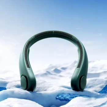 JISULIFE Neck Fan Life3 - nešiojamas bekraštis USB įkraunamas ventiliatorius, žalias