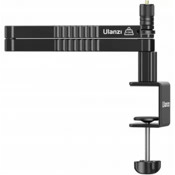 ULANZI LS26 mikrofono stovas su besisukančia rankena ir stalo spaustuku, 750 mm siekis, aliuminio lydinys, juoda