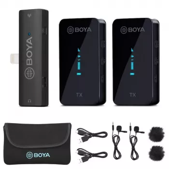 Boya BY-XM6-S4 belaidė mikrofonų sistema iOS su Lightning, 2 siųstuvai (BY-XM6-S4)