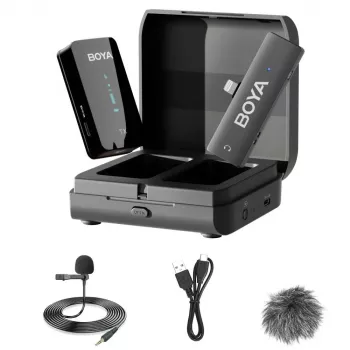 BOYA BY-XM6-K3 2.4GHz belaidė lavalier mikrofonų sistema, skirta iOS įrenginiams su Lightning jungtimi