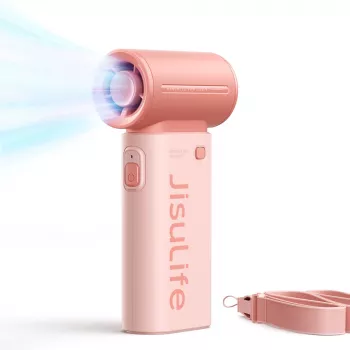 JISULIFE Life9 nešiojamas ventiliatorius 3600mAh USB-C sulankstomas stalinis ventiliatorius - rožinis