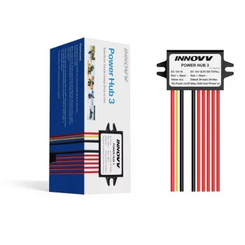 INNOVV Power Hub 3 - vandeniui atsparus 12V maitinimo skirstytuvas 5 įrenginiams su akumuliatoriaus apsauga ir saugikliais