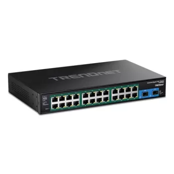 TRENDnet 26 prievadų tvirtas pramoninis Gigabit PoE+ valdomas jungiklis su 24x PoE+ ir 2x SFP