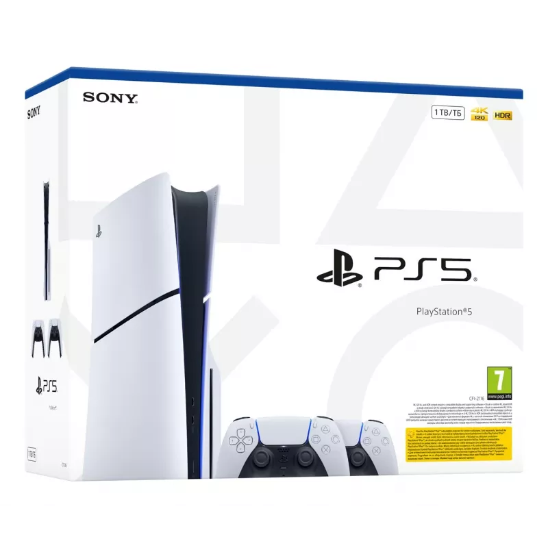 Sony PlayStation 5 Slim Disc Edition 1TB konsolė - balta ir juoda