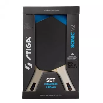 STIGA Sonic V2 Hobby stalo teniso rinkinys – 2 raketės, 3 kamuoliukai, tinklas ir stulpeliai