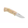 Helle Berget fiksuoto peilio peilis, 100 mm Sandvik 12C27 nerūdijančio plieno Drop Point ašmenys, smėlio spalvos drobės Micarta rankena, Full Tang, odinė makštis, 220 mm bendras ilgis