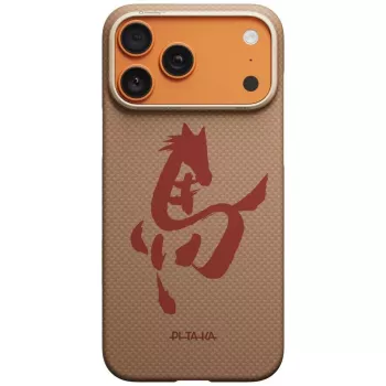 PITAKA Edge Case Ink Horse Painting, skirtas iPhone 17 Pro - Gold Jade