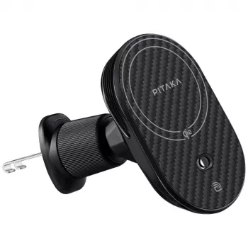 PITAKA MagEZ Pro 2 Qi2 15W NFC MagSafe automobilinis laikiklis su belaidžiu įkrovikliu, juodai pilkas