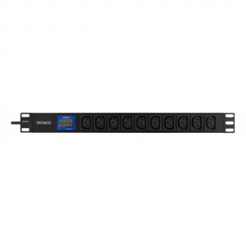 DELTACO Bluewalker PDU Powerwalker LC-16A 10xIEC C13 1U stovo pagrindinis PDU, 16A, 2 m kabelis