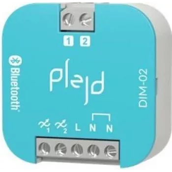 PLEJD DIM-02 2 kanalų belaidis reguliatorius, 2x100VA, Bluetooth Mesh, DIN bėgelis