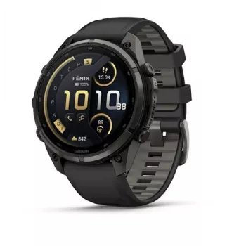 Garmin fenix 9 Pro Multisport GPS išmanusis laikrodis su inReach palydoviniu ryšiu, 47 mm anglies pilkos spalvos DLC titano korpusas, juoda/akmenų pilkos spalvos silikoninis dirželis