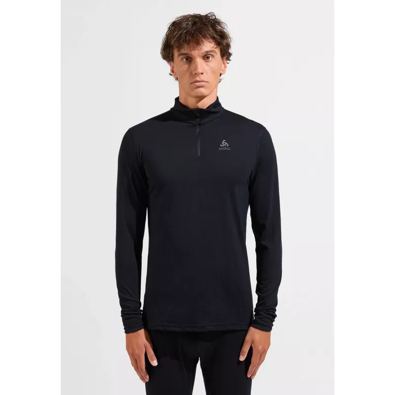 ODLO Merino 200 BL Top Turtle Neck LS Half Zip terminis apatinis sluoksnis - juoda - S dydis