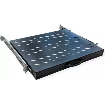 VALUE 19 inch ištraukiamoji lentyna stelažams iki 800 mm gylio, 1U, 20 kg apkrova, juoda
