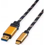 ROLINE GOLD USB 3.2 Gen 1 USB-A į USB-C laidas, 1 m, juodas, auksu dengtos jungtys