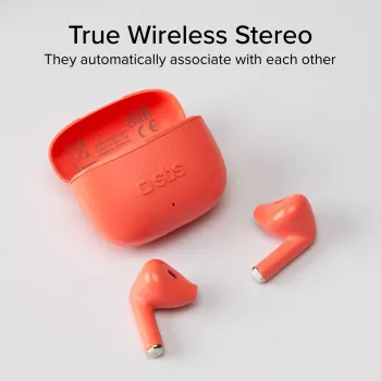 SBS TEEARTWSGOPODSR True Wireless belaidės stereo ausinės su įkrovimo dėklu, Bluetooth 5.0, liečiamu valdymu, raudonos
