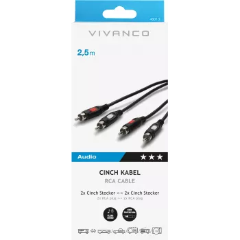 Vivanco audio laidas 2xRCA – 2xRCA 2.5 m (VVA2RCA25MMK)