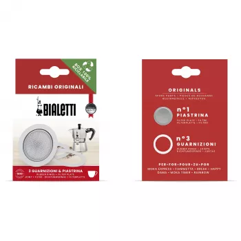 Bialetti Ricambi 3 atsarginiai tarpikliai + 1 filtro plokštelė 3-4 puodelių moka kavos virimo aparatams