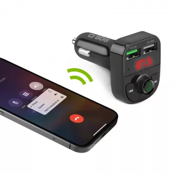 SBS TECARFM2USB Bluetooth FM siųstuvas su laisvų rankų skambučiais ir dvigubu USB įkrovimu