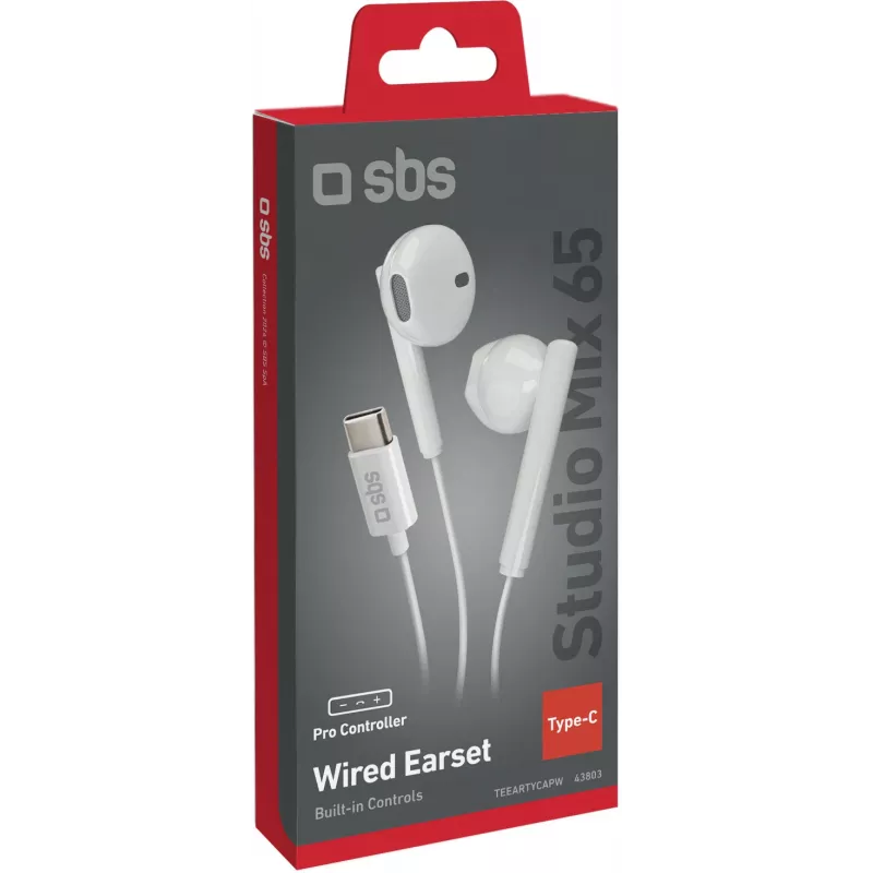 SBS Studio Mix 65c laidinės USB-C ausinės, baltos (TEEARTYCAPW)