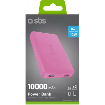 SBS TTBB10000FASTP 10000mAh nešiojamas įkroviklis, rožinis