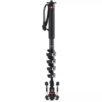 Manfrotto XPRO Monopod+ MVMXPROC5 anglies pluošto 5 sekcijų vaizdo monopodo su FLUIDTECH pagrindu