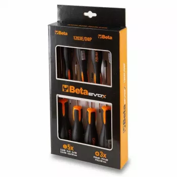 BETA 8 dalių plokščiųjų ir Phillips atsuktuvų rinkinys 1203E/D8P