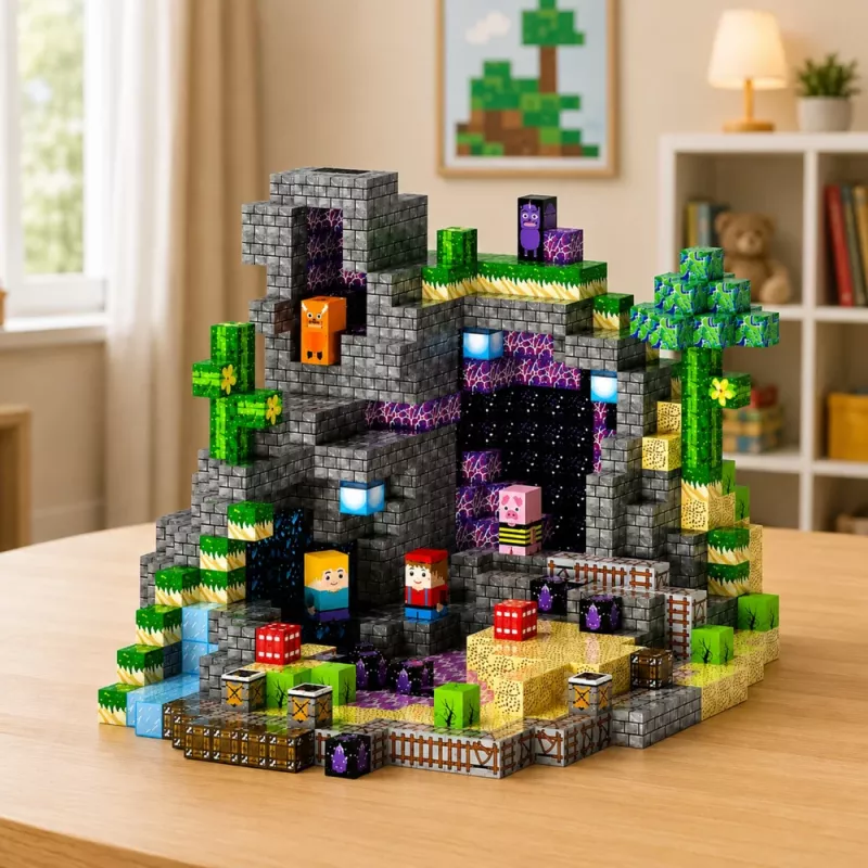 LEAN TOYS Magnetiniai blokeliai Pixels Cubes Square World 100 vnt.