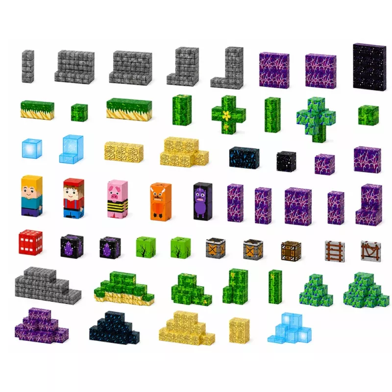 LEAN TOYS Magnetiniai blokeliai Pixels Cubes Square World 100 vnt.