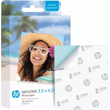 HP ZINK foto popierius 3,5 x 4,25 colio blizgus su lipniu pagrindu, 20 lapų, skirtas HP Sprocket
