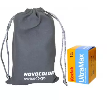 Swiss+Go Novocolor 35 mm analoginis fotoaparatas su blykste, rinkinys, rožinis (SWI401611)