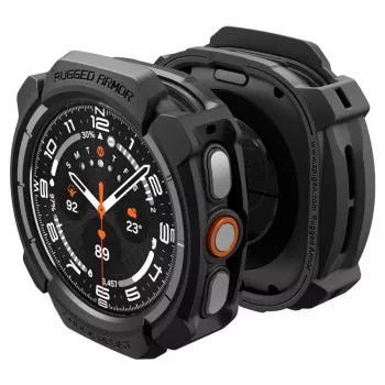 Spigen Rugged Armor dėklas, skirtas Samsung Galaxy Watch Ultra 2 2026 (47mm) – matinė juoda