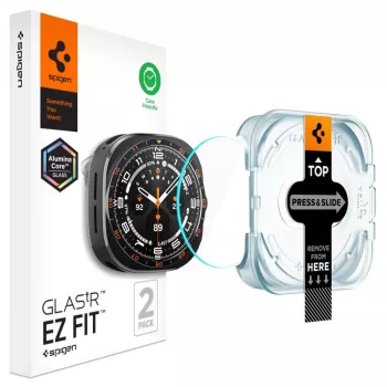 Spigen Glas.TR EZ-FIT AC ekrano apsauga, skirta Samsung Galaxy Watch Ultra 2 (47mm), skaidri, 2 vnt.