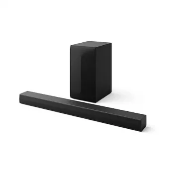 LG DS60T 2.1 kanalo garso juosta su belaidžiu žemųjų dažnių garsiakalbiu, 400W bendra galia, Dolby Digital, DTS, Bluetooth 5.0, HDMI ARC, optinis, USB, AI Sound Pro, montuojama ant sienos