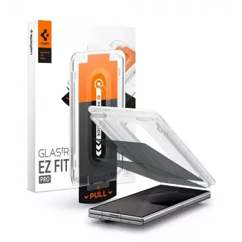 Spigen Glas.tR EZ Fit Pro 2 vnt. grūdinto stiklo ekrano apsauga su itin privatumo filtru, skirta Samsung Galaxy Z Fold 7 / 8 pagrindiniam ekranui