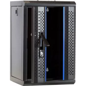 DSIT 9U 10 inch sieninis serverio stovas su stiklo durimis, 312x310x486 mm, juodas
