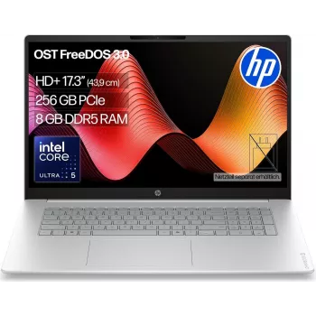 HP OmniBook 3 17-dg0054ngx 17,3 colio Full HD nešiojamasis kompiuteris - Intel Core 5 225U, 8GB RAM, 256GB SSD, FreeDOS, natūralaus sidabro spalvos