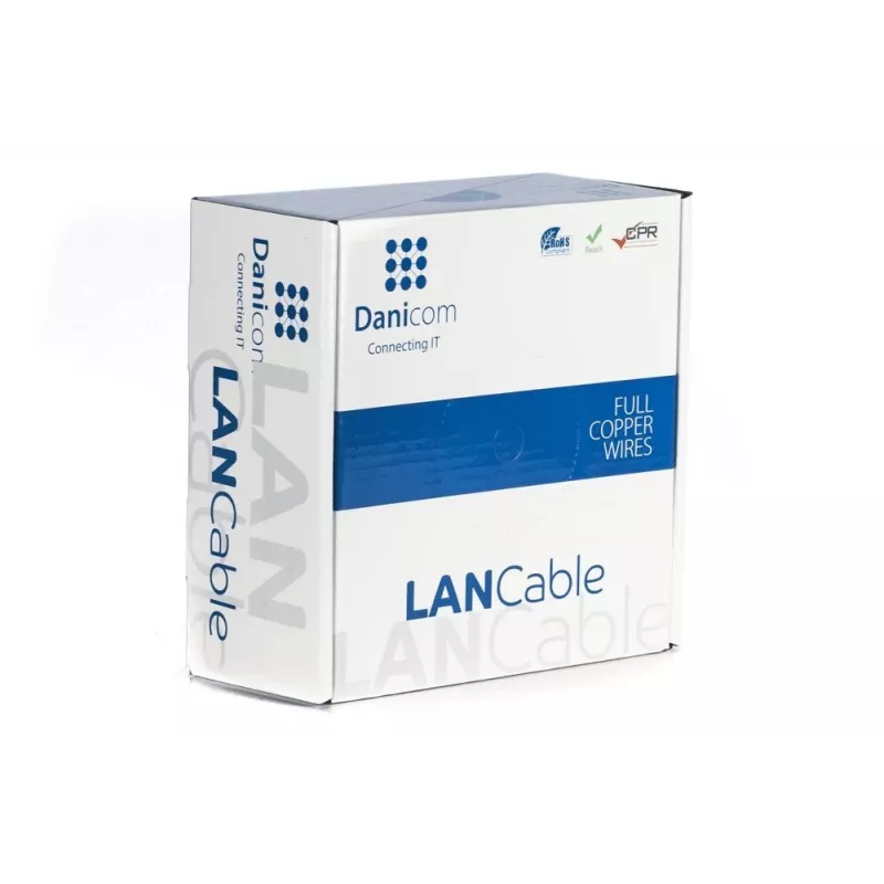 DSIT DANICOM CAT6A UTP 50m lauko kieto laidininko PE kabelis (Fca) - juoda