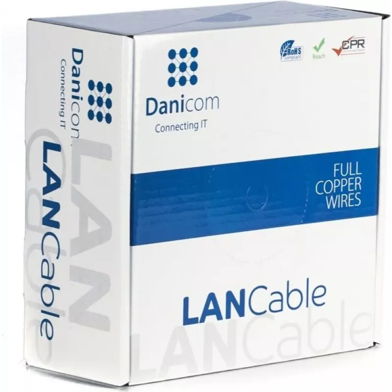 DSIT DANICOM CAT6A UTP 50m lauko kieto laidininko PE kabelis (Fca) - juoda