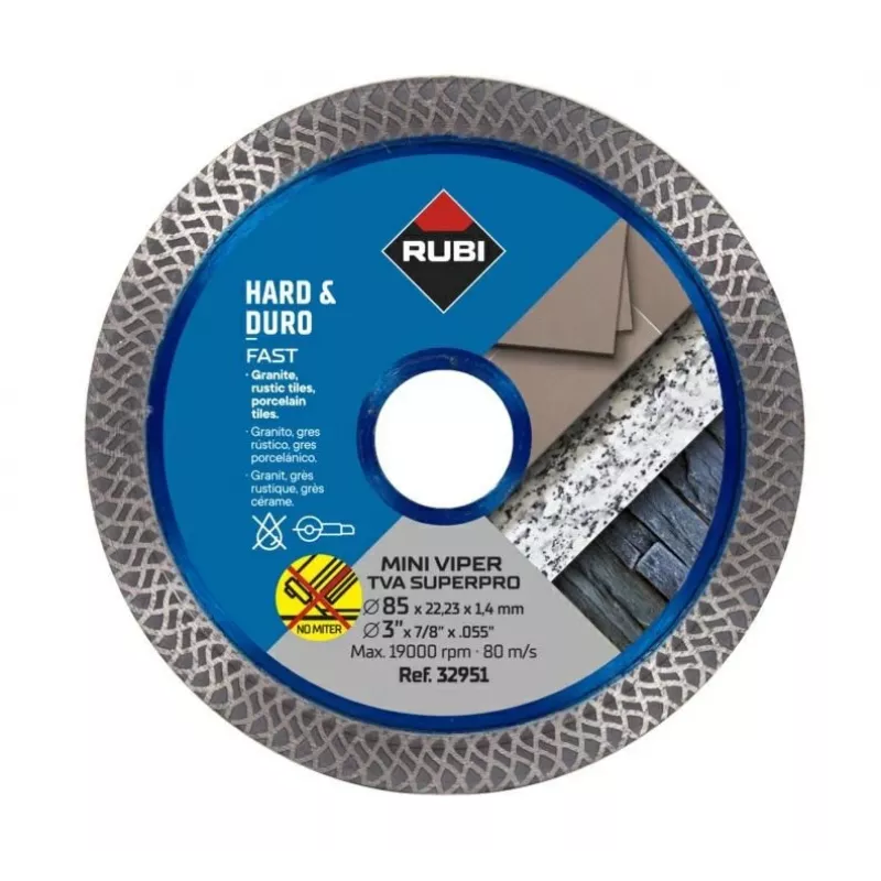 RUBI TVA 85 SUPERPRO MINI VIPER nuolatinio krašto deimantinis diskas 85 mm x 15 mm
